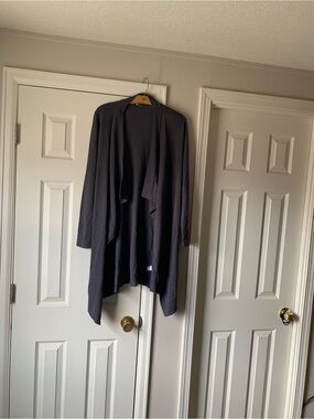 Garnet Hill Dark Gray Open-Front Draped Cardigan